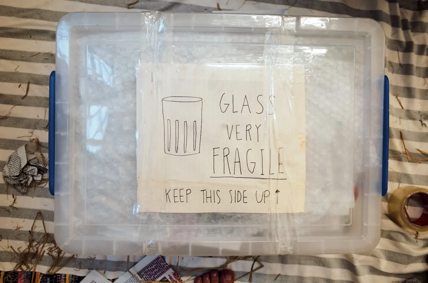 Glasses packed for the journey home